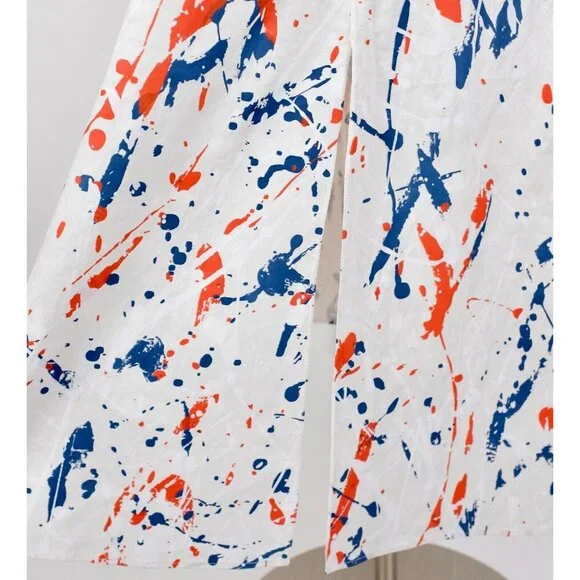 New Ralph Lauren Collection Anakin dress 10 stretch linen paint splatter $2790 - Picture 11 of 13